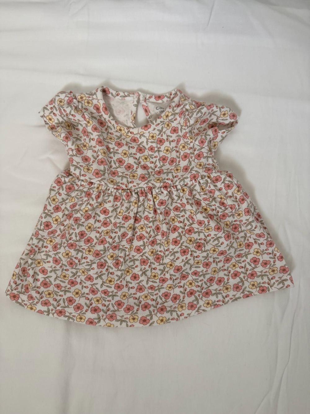 Carter’s 0-3M Floral Ruffle Baby Girl Dress Pink Yellow